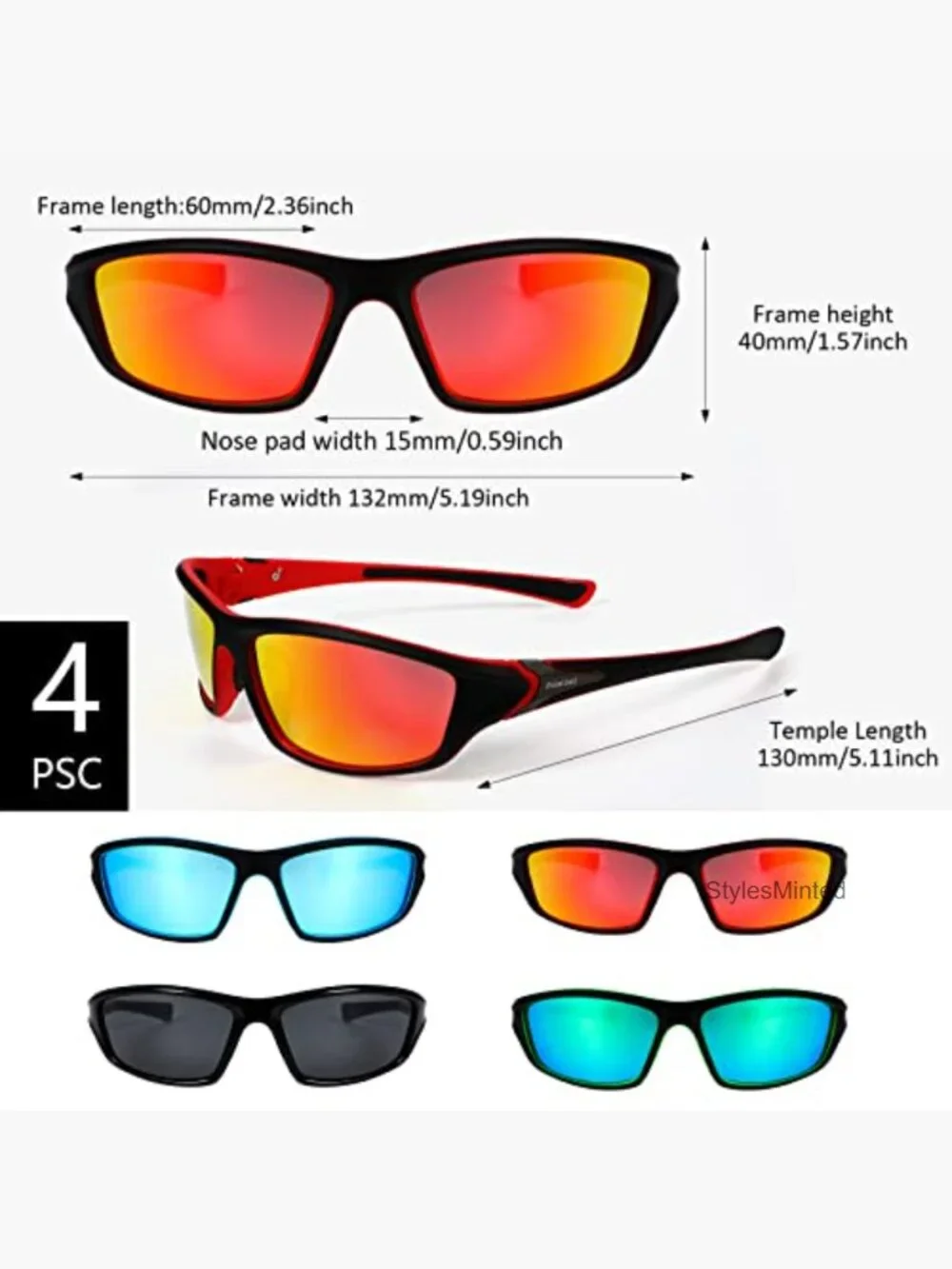 4 Pack Polarized Sunglasses UV Protection Driving Sports